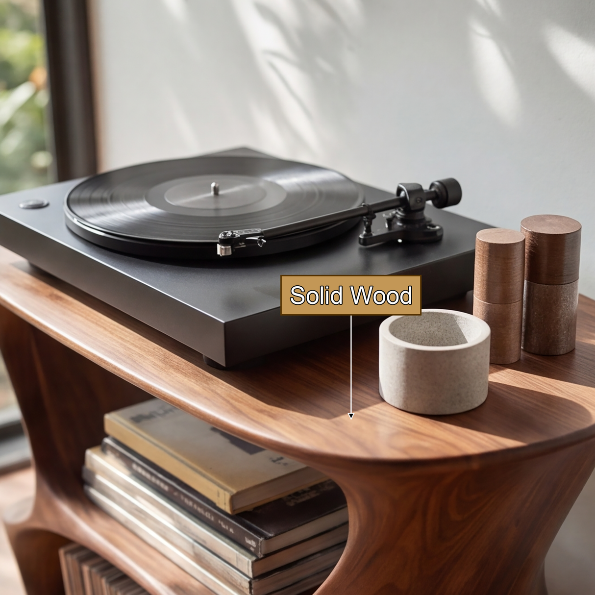 Velnora Handcrafted Solid Wood Record Player Stand SPA208523 - Timberustic Record Player Stand With Storage