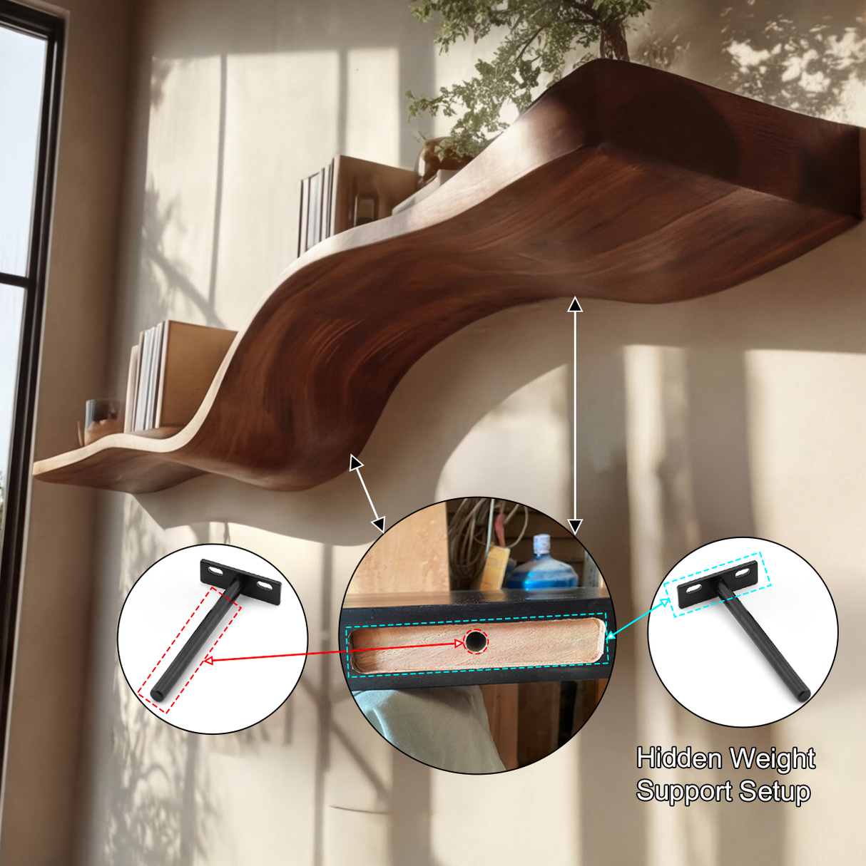 Velora Sculpted Solid Wood Floating Shelf SPA435586 - Timberustic Floating Shelf