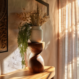 Velora Sculpted Solid Wood Pedestal Stand - Timberustic Pedestal Stand