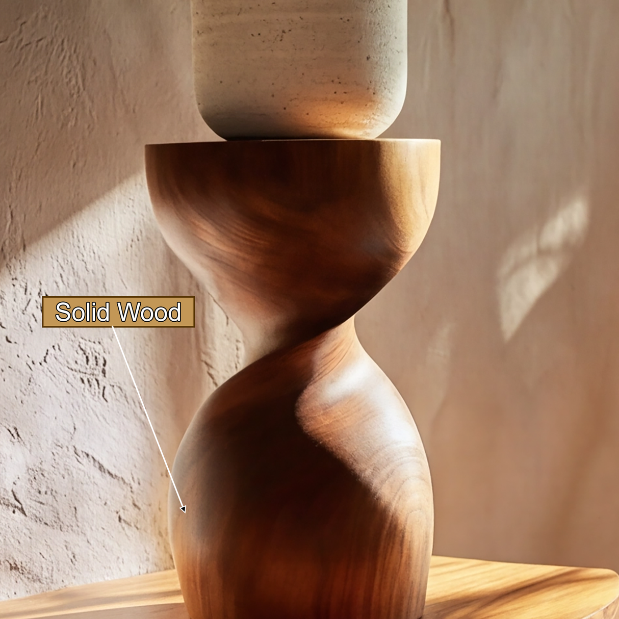 Velora Sculpted Solid Wood Pedestal Stand - Timberustic Pedestal Stand