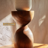 Velora Sculpted Solid Wood Pedestal Stand - Timberustic Pedestal Stand