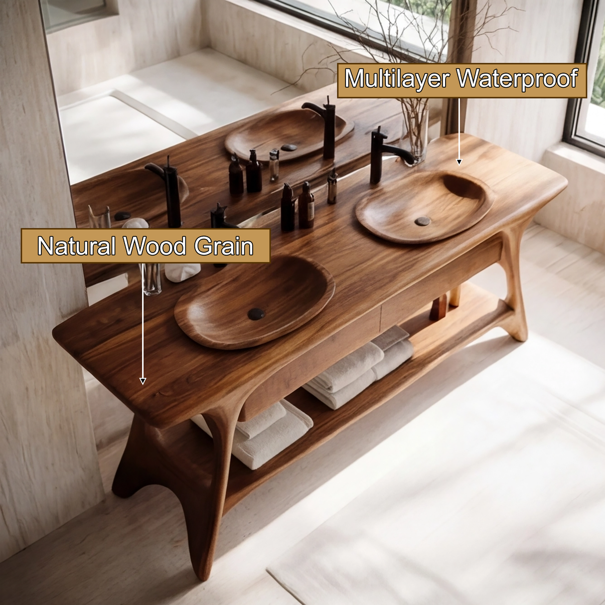 Velora Solid Wood Freestanding Bathroom Vanity with Drawers - Timberustic Freestanding Bathroom Vanity with Drawers