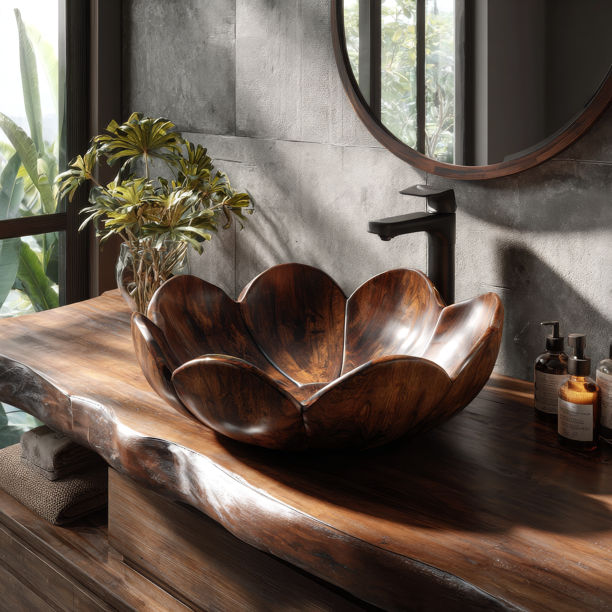 Veloria Handcrafted Solid Wood Flower Vessel Sink - Timberustic Vessel Sinks