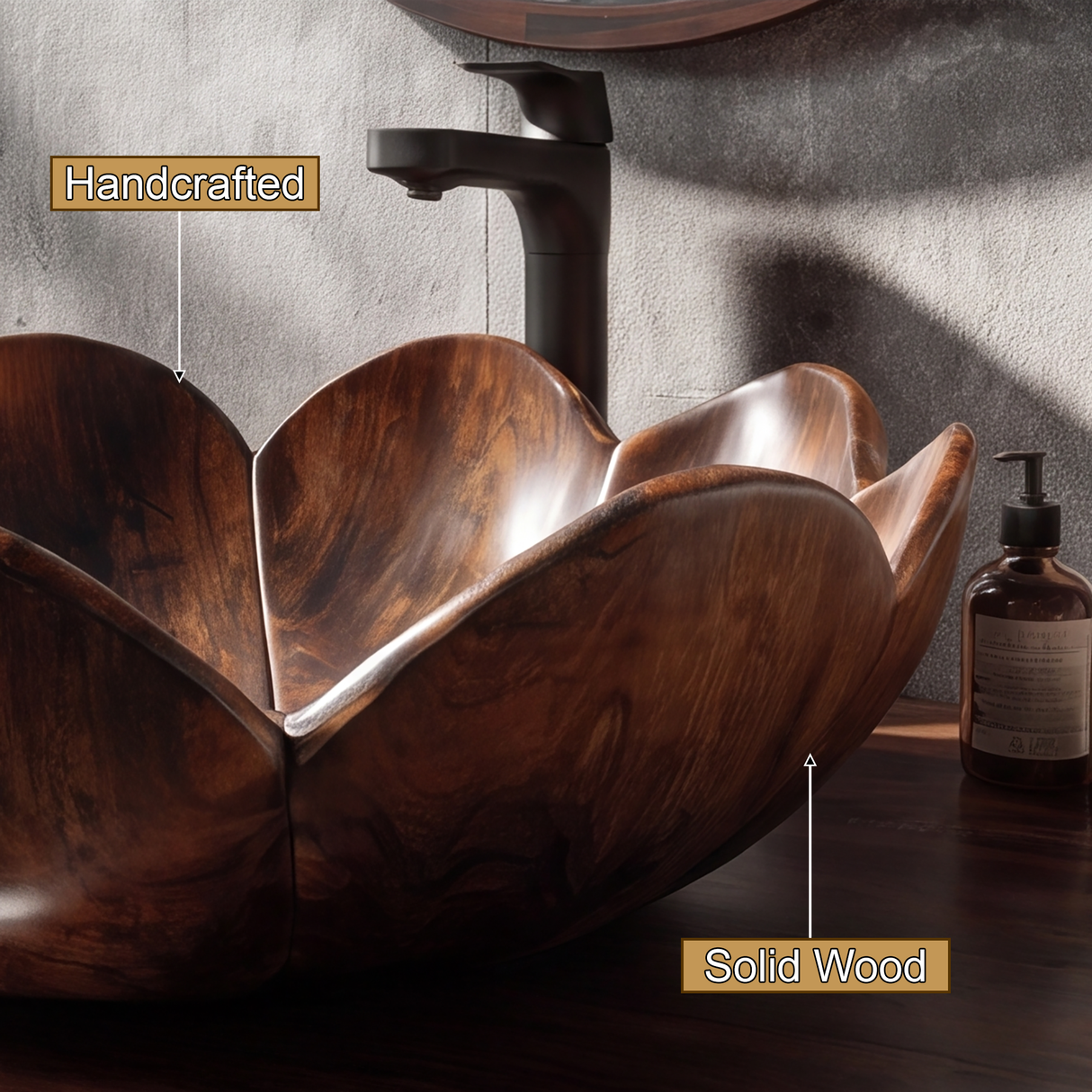Veloria Handcrafted Solid Wood Flower Vessel Sink - Timberustic Vessel Sinks