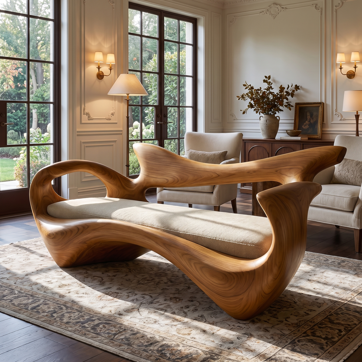Veloria Sculpted Solid Wood Sofa Teak - Timberustic Sofa