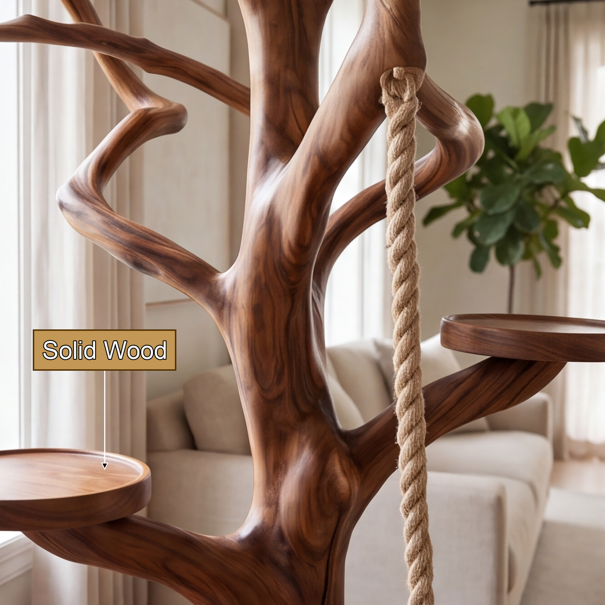 Velorian Handcrafted Solid Wood Tree Branch Parrot Stand SPA288702 - Timberustic Tree Branch Parrot Stand