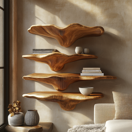 Velorien Live Edge Solid Wood Mushroom Floating Shelf SPA475679 - Timberustic Floating Shelf