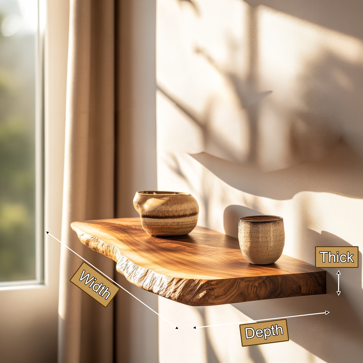 Velorin Live Edge Solid Wood Floating Shelf SPA635142 - Timberustic Floating Shelf
