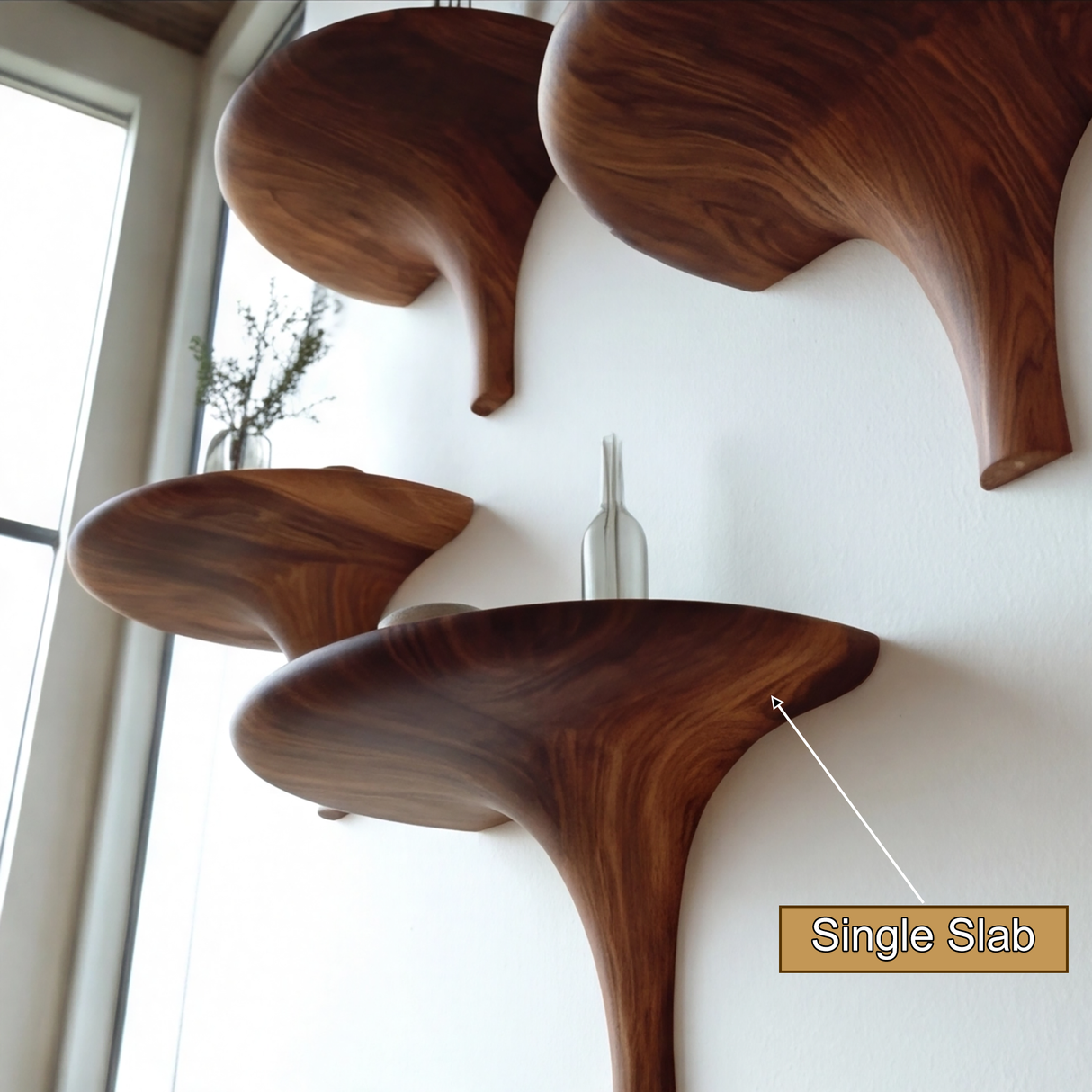 Velorin Sculpted Solid Wood Mushroom Floating Shelf SPA185432 - Timberustic Floating Shelf