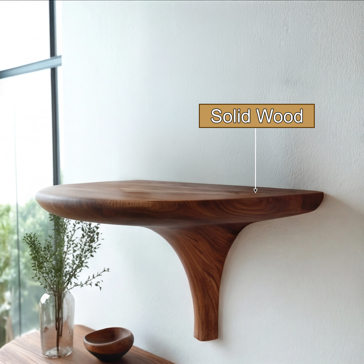 Velorin Sculpted Solid Wood Mushroom Floating Shelf SPA185432 - Timberustic Floating Shelf