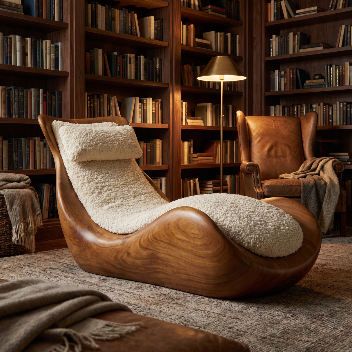 Veloura Handcrafted Solid Wood Chaise Lounge
