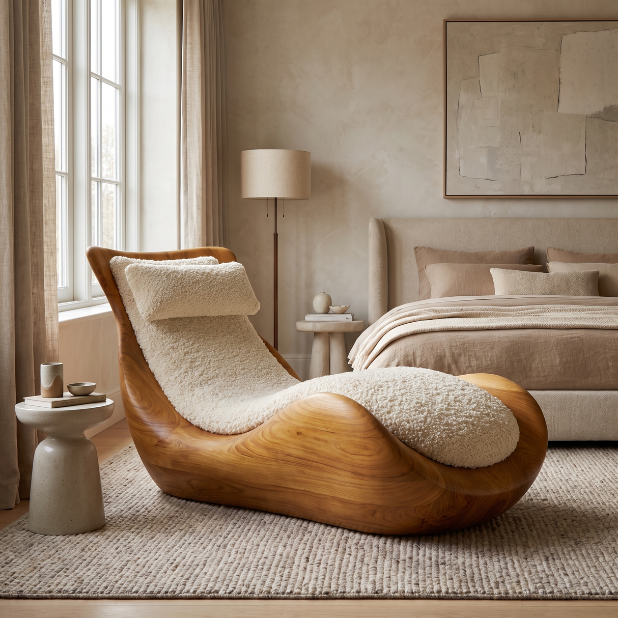 Veloura Handcrafted Solid Wood Chaise Lounge