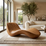 Velquorin Handcrafted Sculpted Solid Wood Chaise Lounge