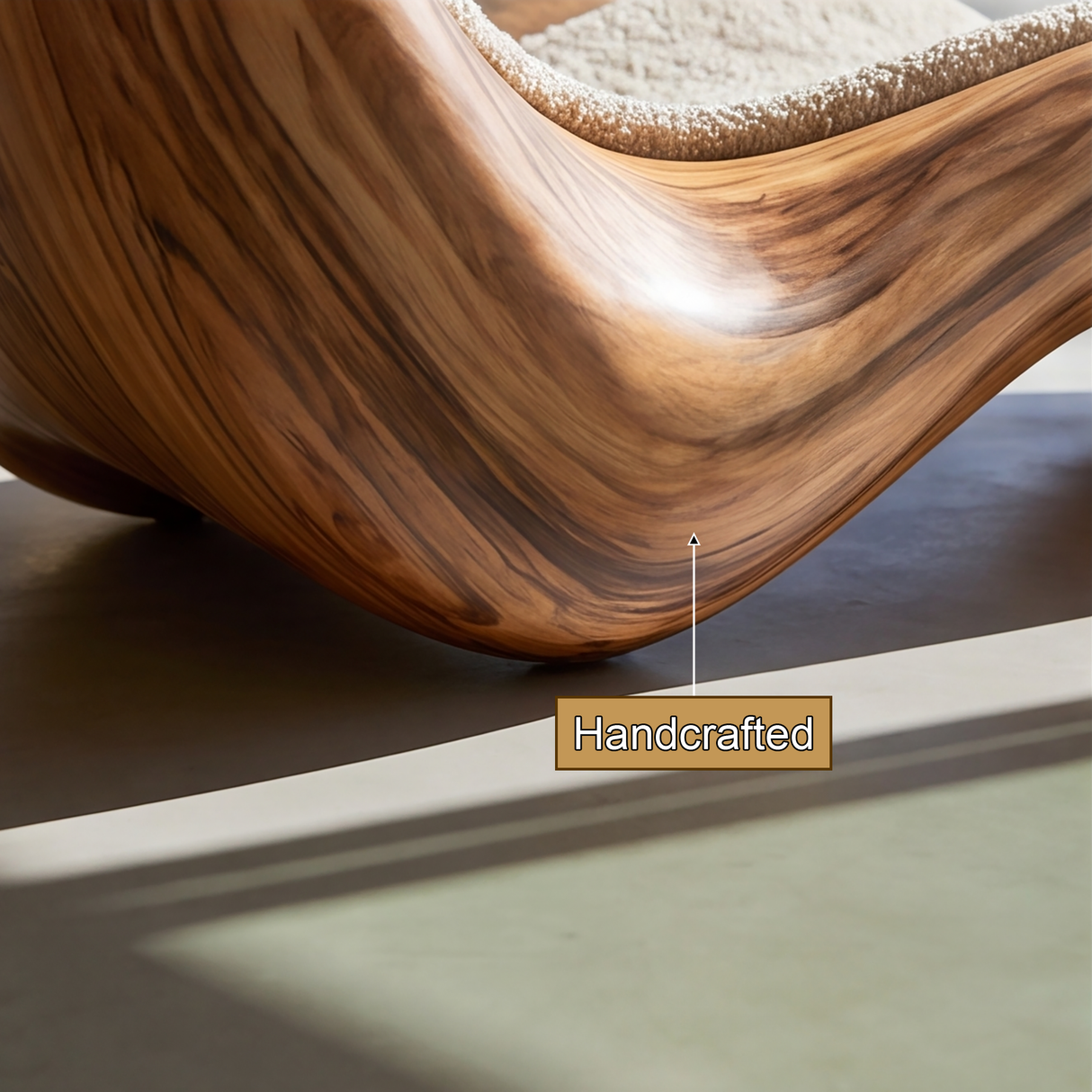 Velquorin Handcrafted Sculpted Solid Wood Chaise Lounge