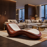 Velquorin Handcrafted Sculpted Solid Wood Chaise Lounge