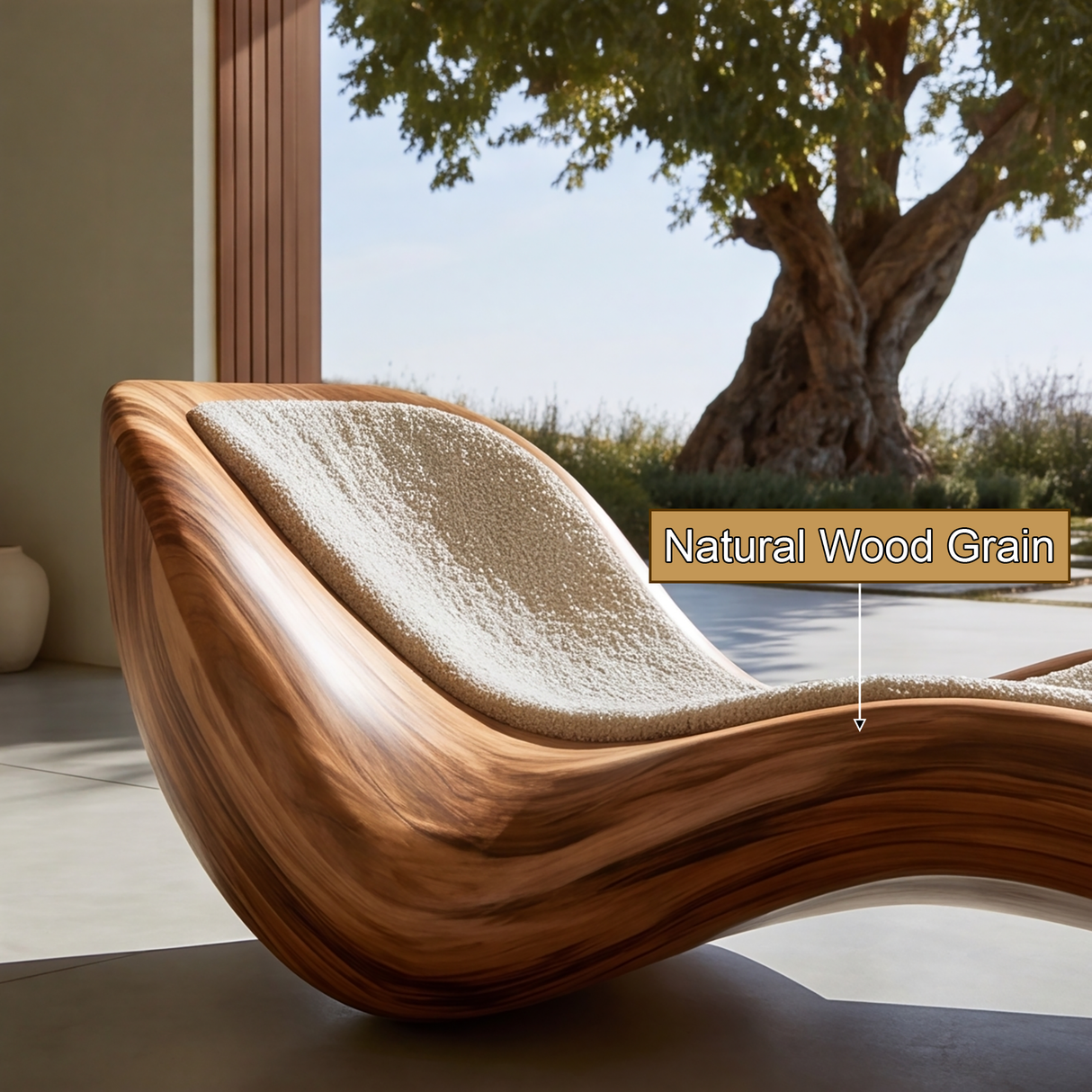 Velquorin Handcrafted Sculpted Solid Wood Chaise Lounge