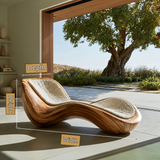 Velquorin Handcrafted Sculpted Solid Wood Chaise Lounge