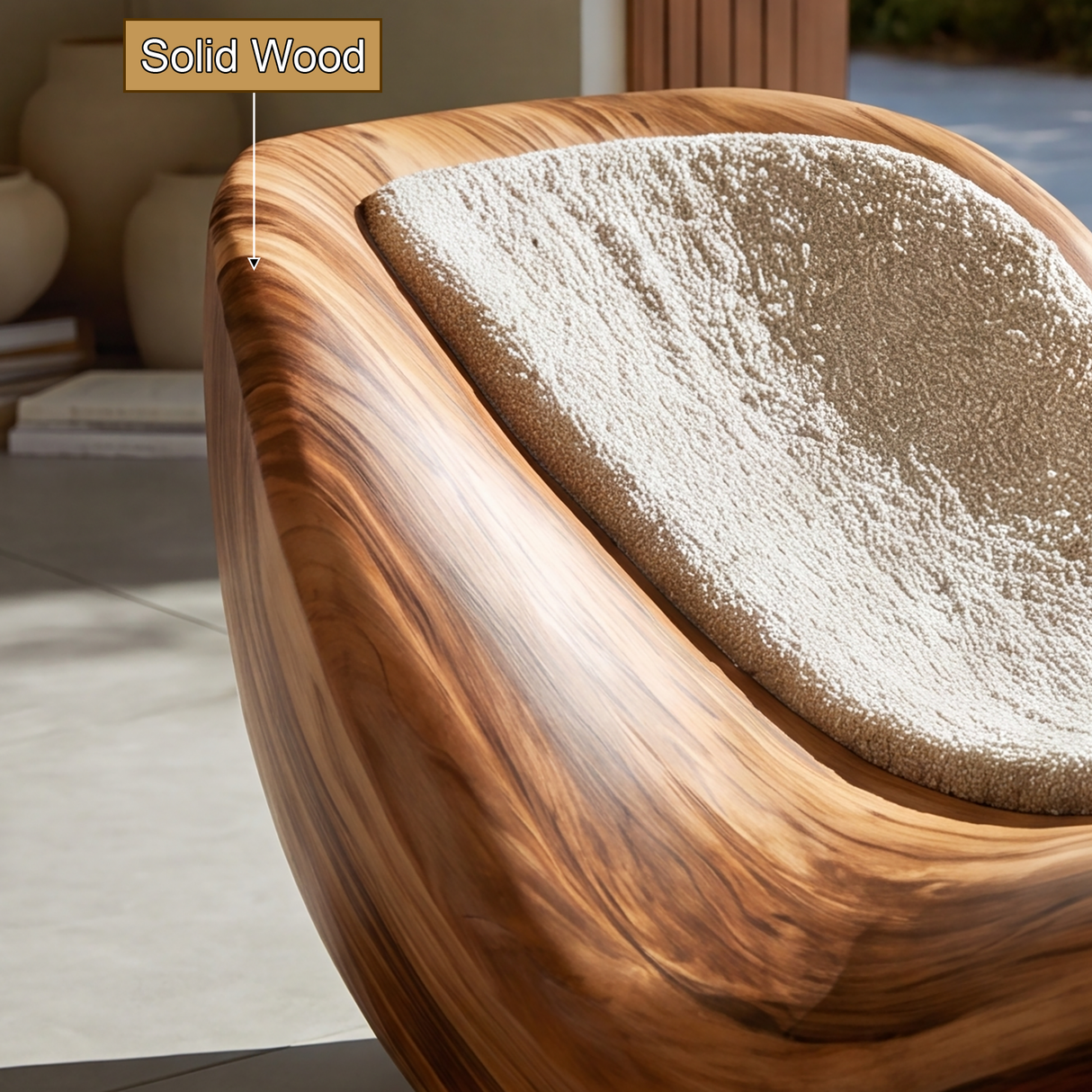 Velquorin Handcrafted Sculpted Solid Wood Chaise Lounge