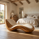 Velquorin Handcrafted Sculpted Solid Wood Chaise Lounge