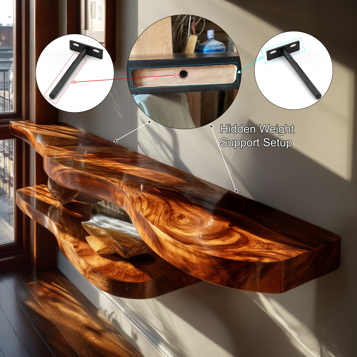Velric Live Edge Solid Wood Floating Shelf SPA583849 - Timberustic Floating Shelf