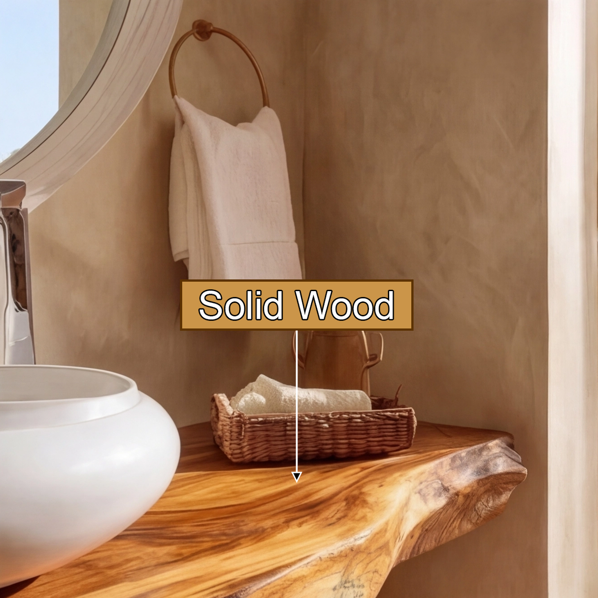 Velrion Handcrafted Live Edge Solid Wood Floating Bathroom Vanity SPA721836 - Timberustic Floating Bathroom Vanity