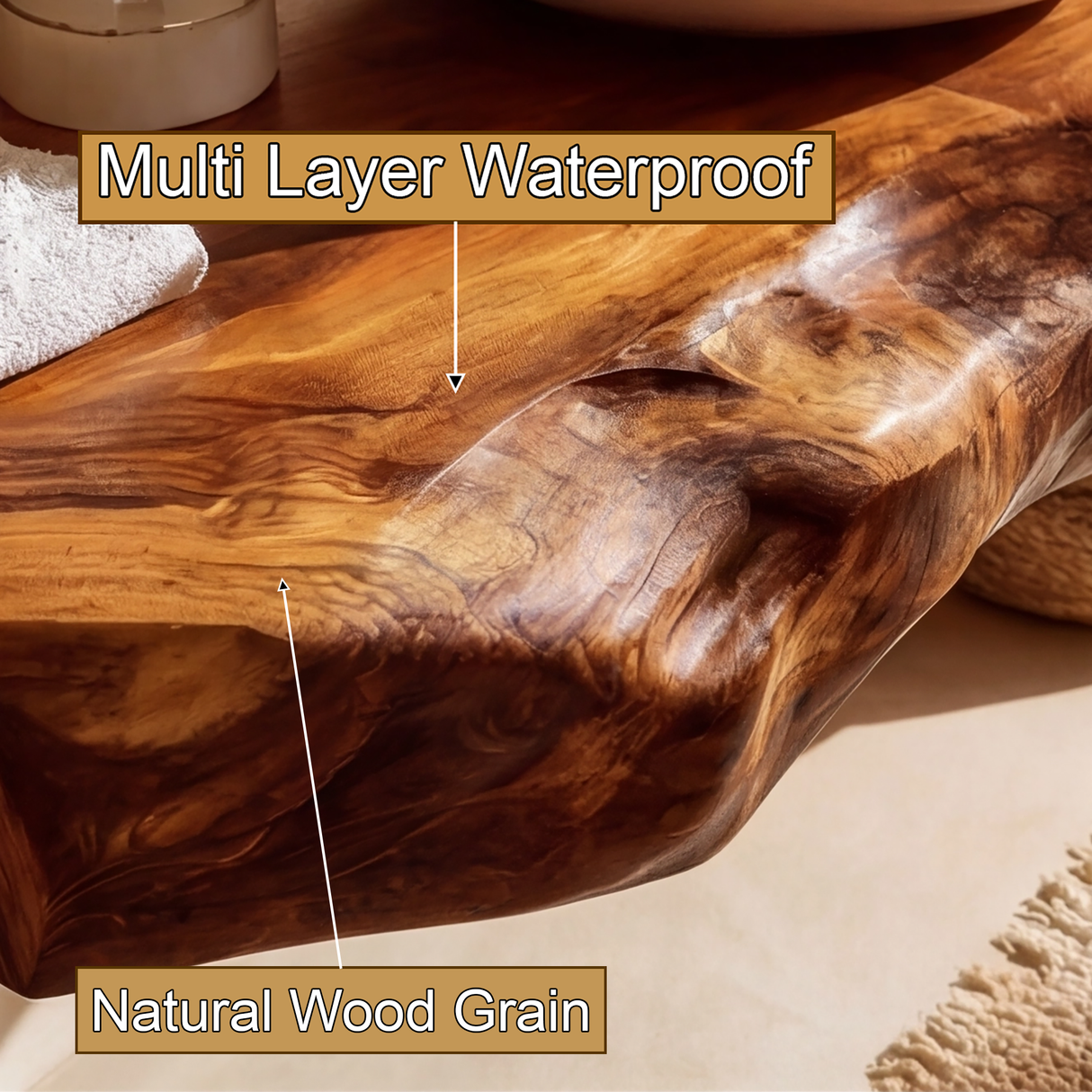 Velrion Handcrafted Live Edge Solid Wood Floating Bathroom Vanity SPA721836 - Timberustic Floating Bathroom Vanity
