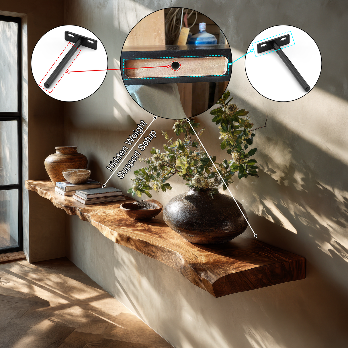 Velrion Live Edge Solid Wood Floating Shelf SPA900006 - Timberustic Floating Shelf