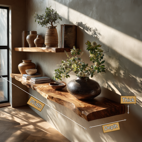Velrion Live Edge Solid Wood Floating Shelf SPA900006 - Timberustic Floating Shelf