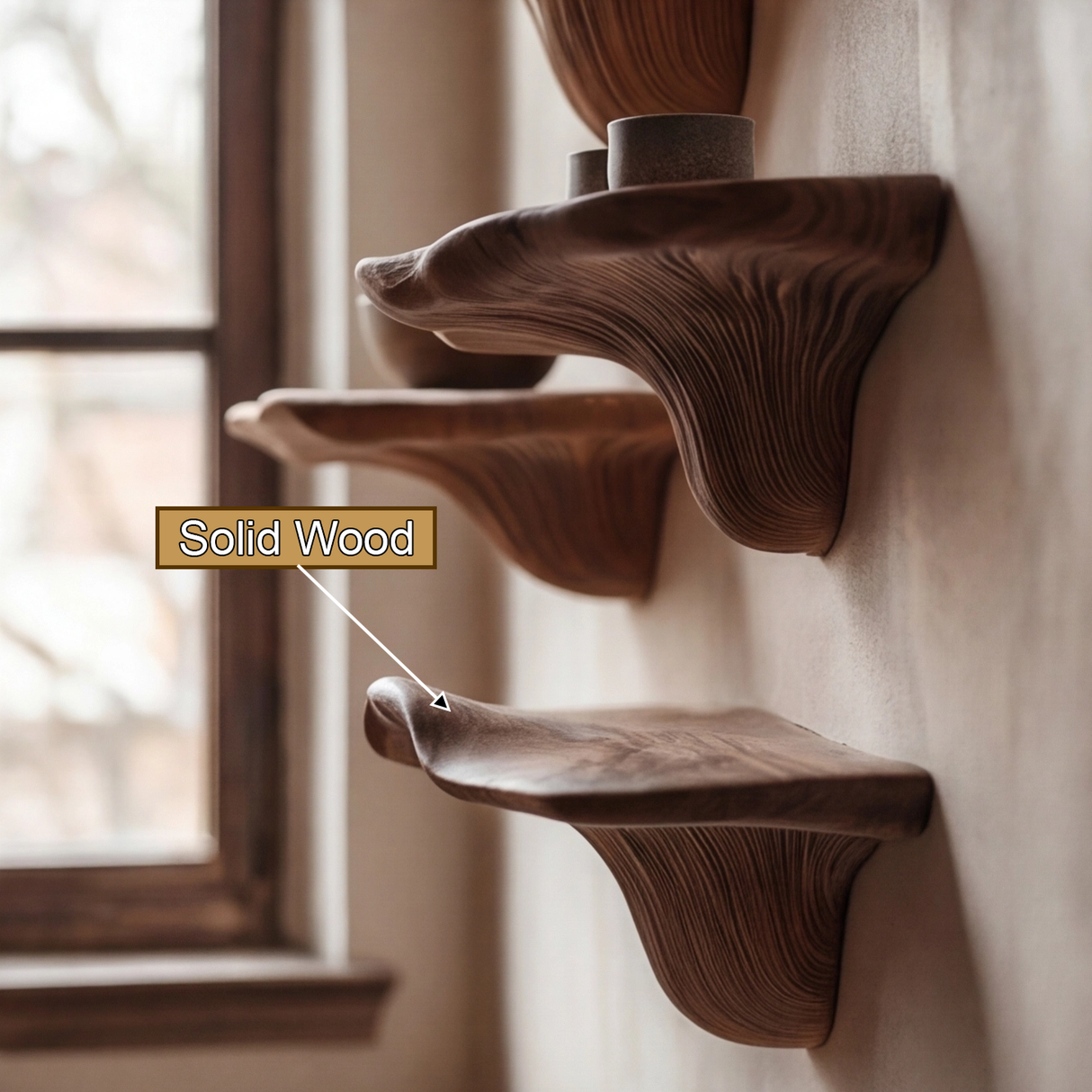 Velrune Live Edge Solid Wood Mushroom Floating Shelf SPA239749 - Timberustic Floating Shelf
