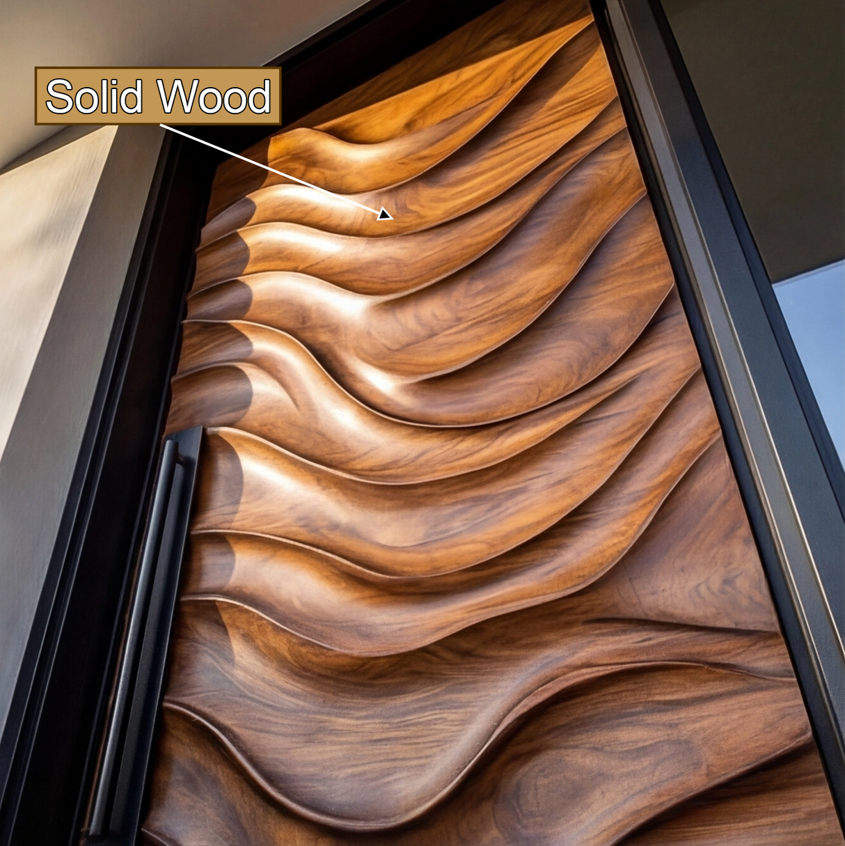 Veltrava Sculpted Solid Wood Rectangular Single Door - Timberustic Door