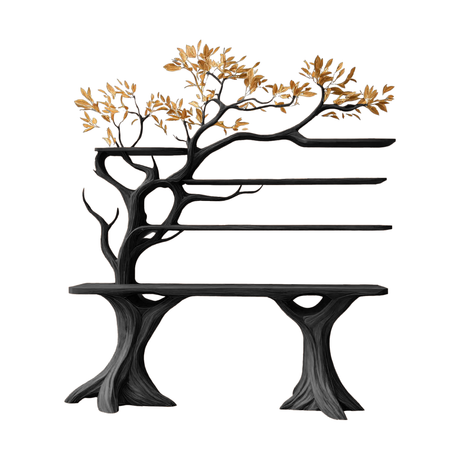 Veltrion Sculpted Solid Wood Console Table with Shelves Black - Timberustic Console Table with Shelves