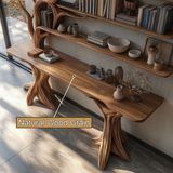 Veltrion Sculpted Solid Wood Console Table with Shelves - Timberustic Console Table with Shelves