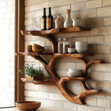 Veltrune Live Edge Solid Wood Floating Kitchen Shelf - Timberustic Floating Kitchen Shelf