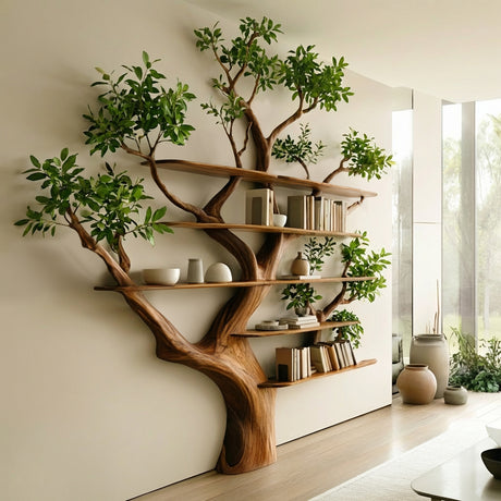 Verdalis Handcrafted Solid Wood Tree Bookshelf - Timberustic Tree Bookshelf