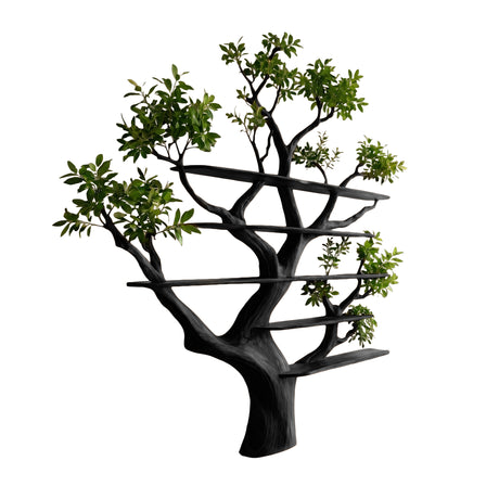 Verdalis Handcrafted Solid Wood Tree Bookshelf Black - Timberustic Tree Bookshelf