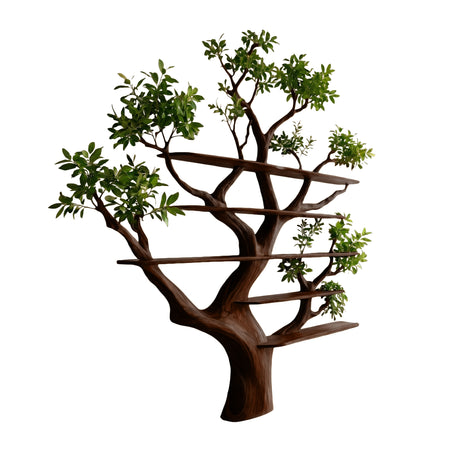 Verdalis Handcrafted Solid Wood Tree Bookshelf Dark Walnut - Timberustic Tree Bookshelf