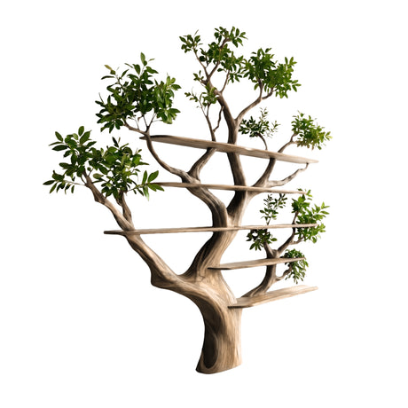 Verdalis Handcrafted Solid Wood Tree Bookshelf Natural Oak - Timberustic Tree Bookshelf