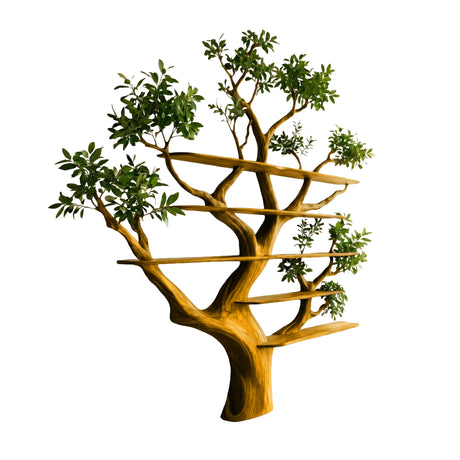 Verdalis Handcrafted Solid Wood Tree Bookshelf Teak - Timberustic Tree Bookshelf