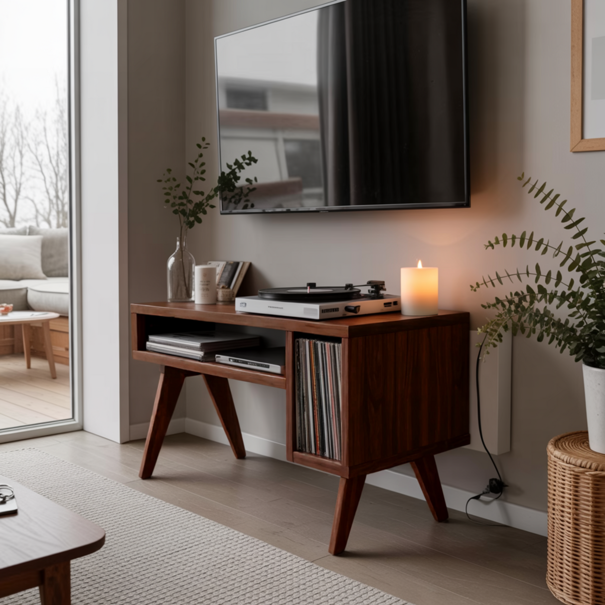 Verdan Solid Walnut Record Player Stand