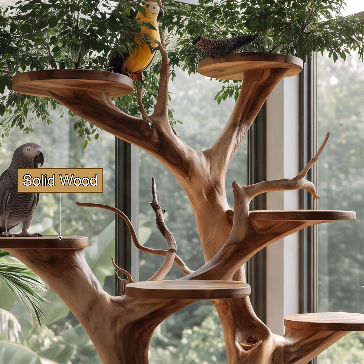 Verdancrest Handcrafted Tree Branch Parrot Stand - Timberustic Tree Branch Parrot Stand