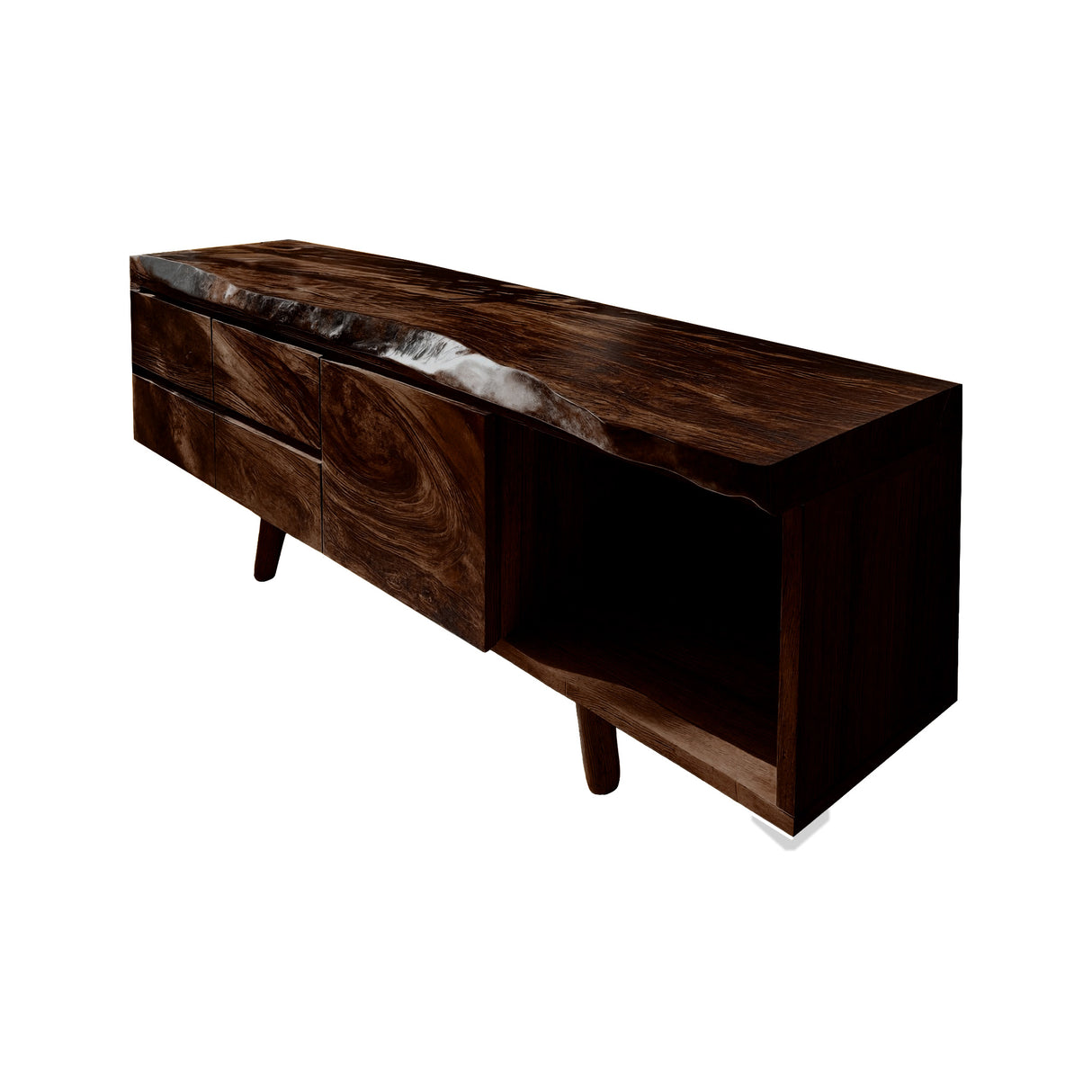 Verdanis Live Edge Solid Wood Freestanding Bathroom Vanity with Drawers Dark Walnut - Timberustic Freestanding Bathroom Vanity with Drawers