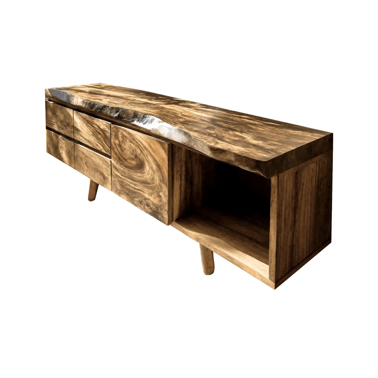 Verdanis Live Edge Solid Wood Freestanding Bathroom Vanity with Drawers Natural Oak - Timberustic Freestanding Bathroom Vanity with Drawers