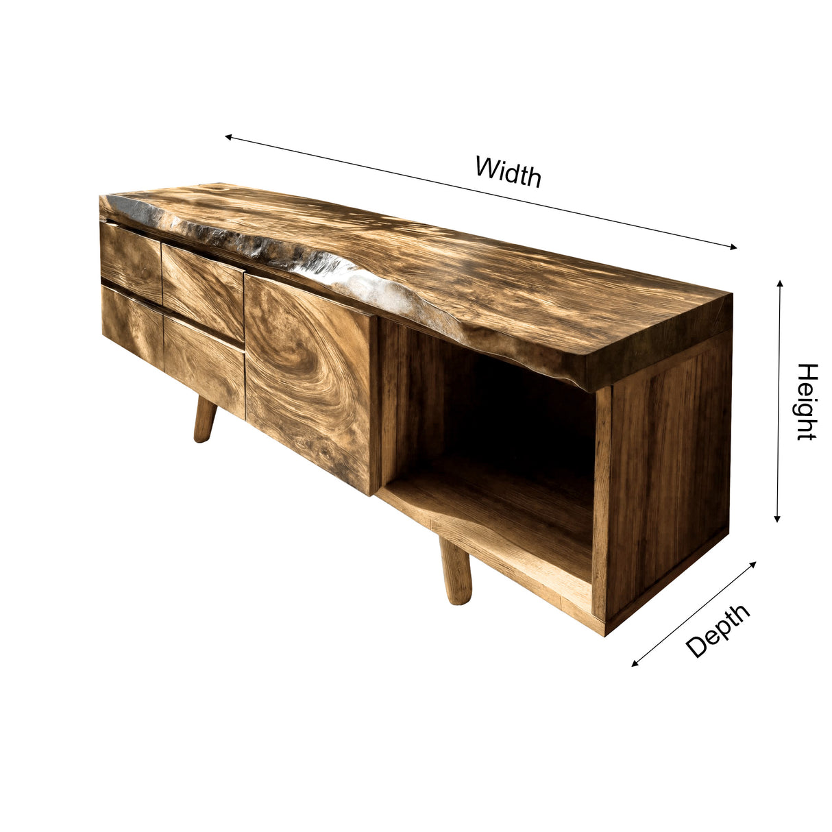Verdanis Live Edge Solid Wood Freestanding Bathroom Vanity with Drawers - Timberustic Freestanding Bathroom Vanity with Drawers