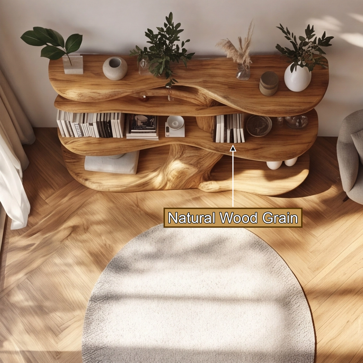 Verdanova Sculpted Solid Wood Tree Bookshelf - Timberustic Tree Bookshelf