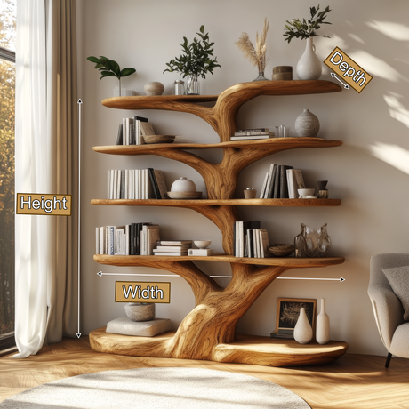 Verdanova Sculpted Solid Wood Tree Bookshelf - Timberustic Tree Bookshelf