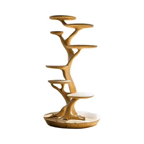 Verdant Sculpted Solid Wood Tree-Inspired Cat Tree Shelf Natural Oak - Timberustic Tree-Inspired Cat Tree Shelf