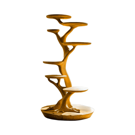 Verdant Sculpted Solid Wood Tree-Inspired Cat Tree Shelf Teak - Timberustic Tree-Inspired Cat Tree Shelf