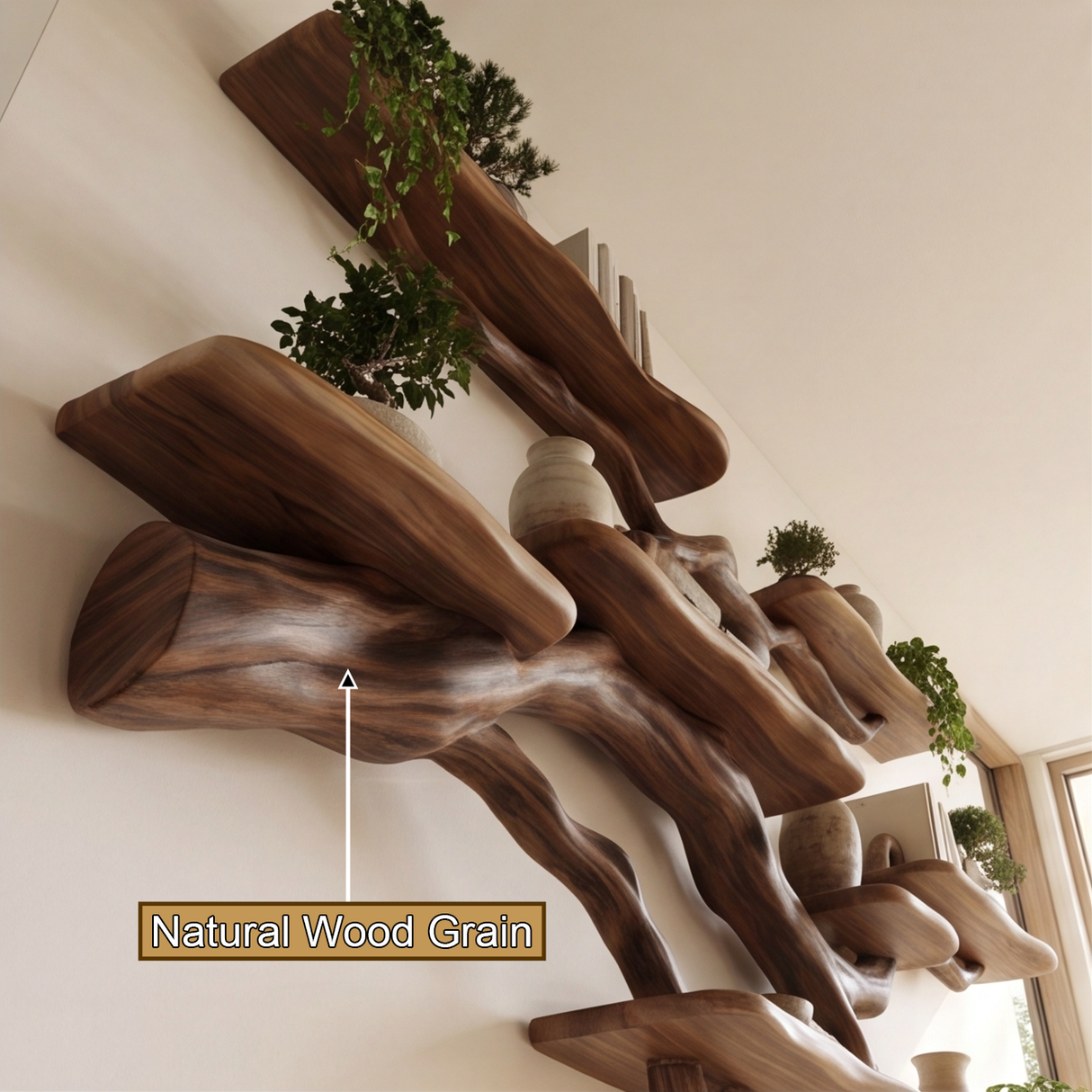 Verdantridge Handcrafted Solid Wood Floating Tree Bookshelf