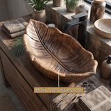 Verdelis Handcrafted Solid Wood Leaf Vessel Sink