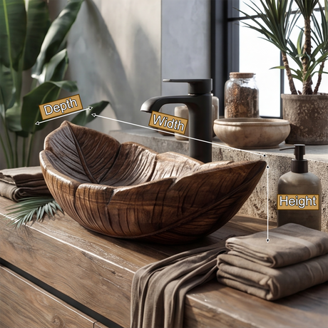 Verdelis Handcrafted Solid Wood Leaf Vessel Sink - Timberustic Vessel Sinks